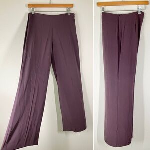 EILEEN FISHER Silk Georgette Wide Leg Trouser Pants Quiet Luxury Purple Small